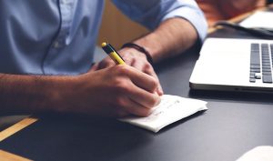 A man writing