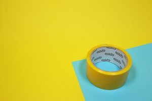 Tape on a blue surface.