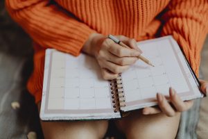 a girl with a notebook