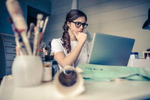 A girl doing some research