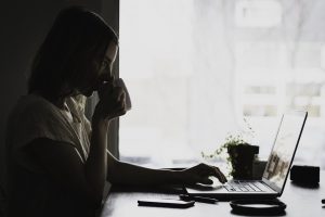 A woman doing research