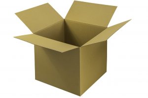 A cardboard moving box