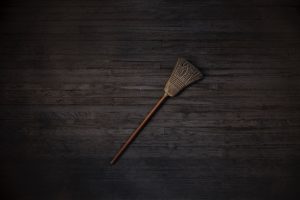 A broom lying on the floor