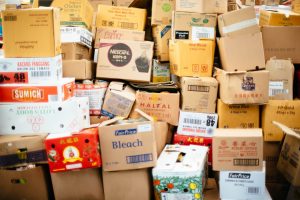 Boxes inside a storage