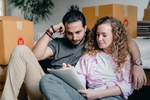 couple making a moving checklist