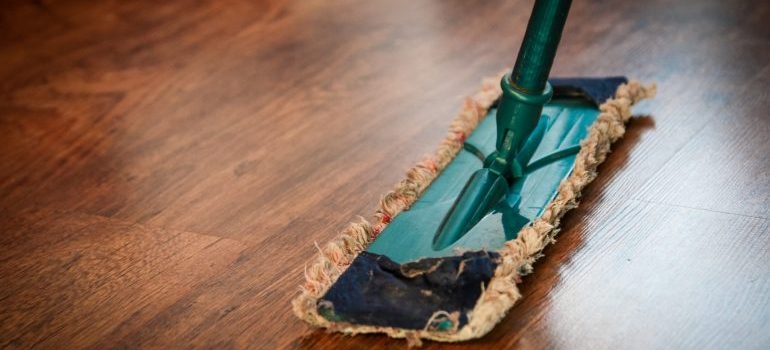 A mop cleaning a floor