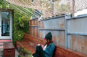 Girl sitting at the bench