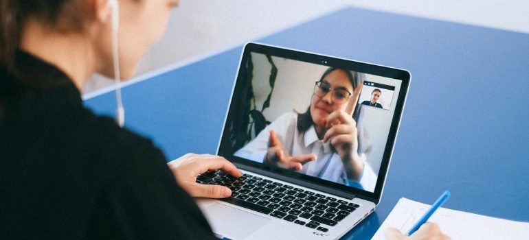 Talking online.