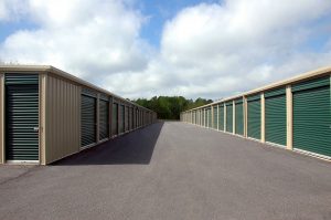 a street with storage spaces 