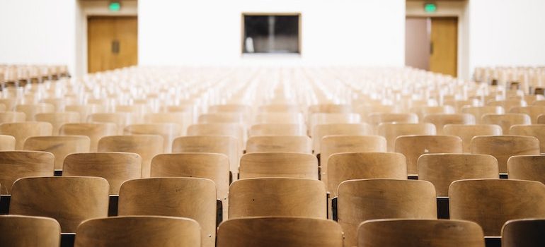 raw of chairs in an university 