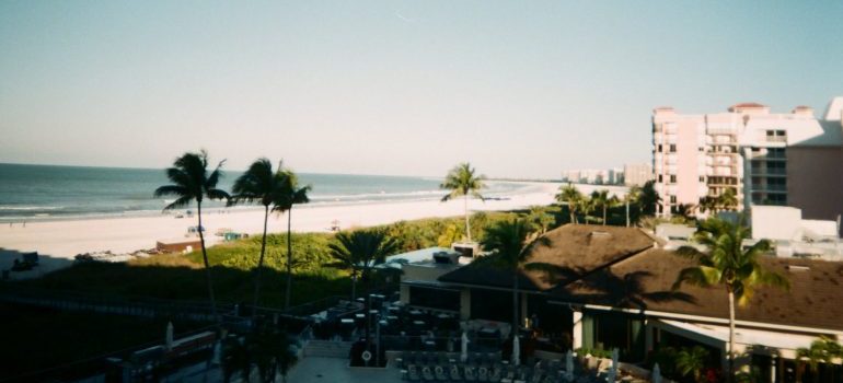 a beach in the morning