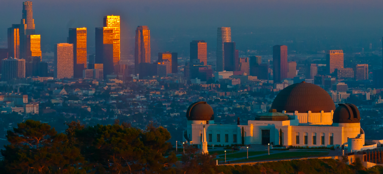 The Griffith observatory that you will see when leaving Miami Beach for Los Angeles.