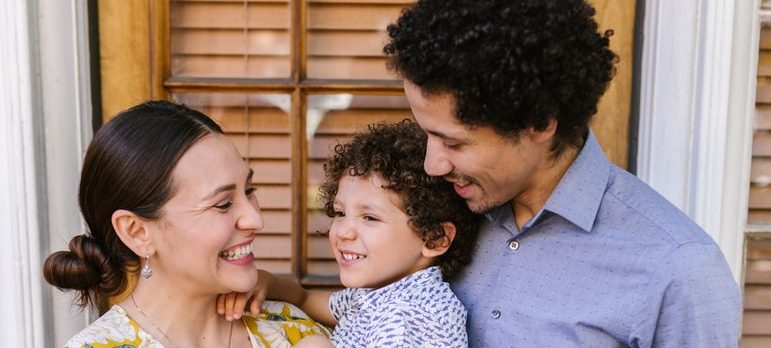 a family outside the house