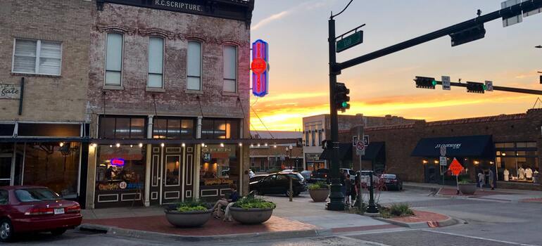 small town during the sunset