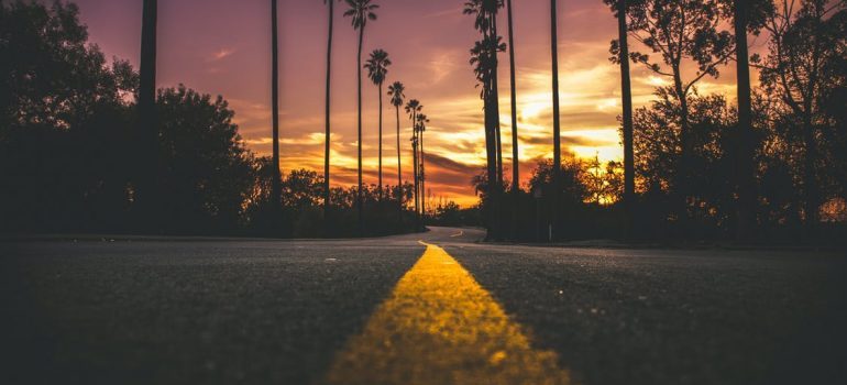 Road in the sunset. Relocate to long-distance with the right movers in Boynton Beach
