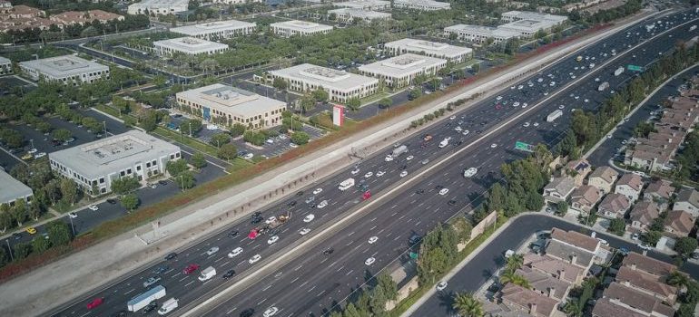 Aerial view of the road