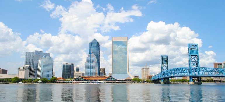 View of Jacksonville above the water.