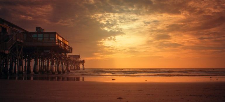 View of a beach and sunset in Florida.