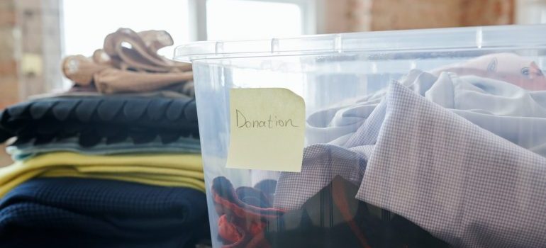 Clothes prepared for donations.