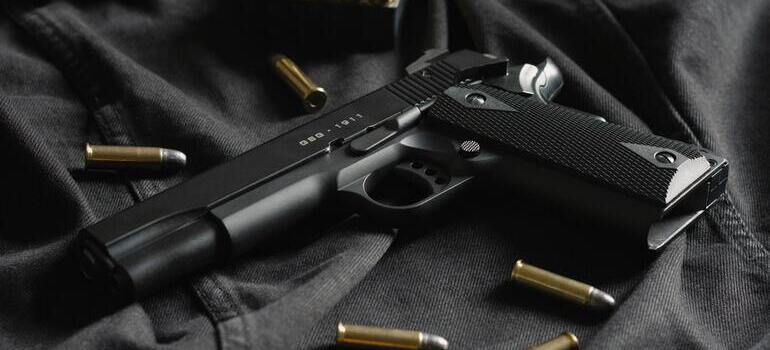 Gun and ammo prepared for weapons transport.