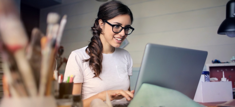 Woman using laptop