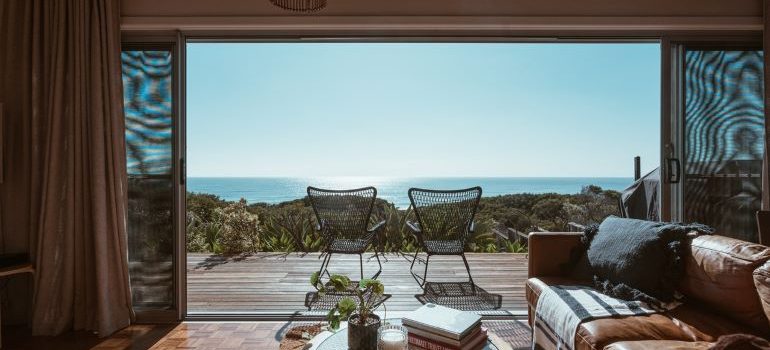 view of the ocean from living room