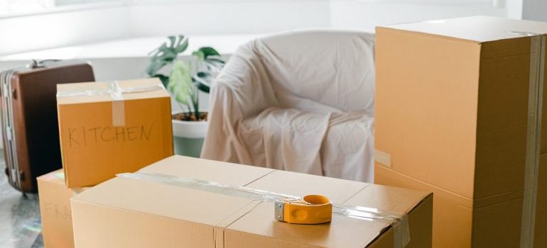 Picture of packed cardboard boxes