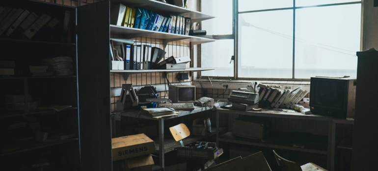 Picture of a cluttered workspace