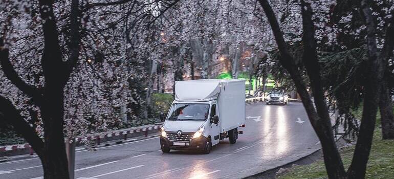 white van on road