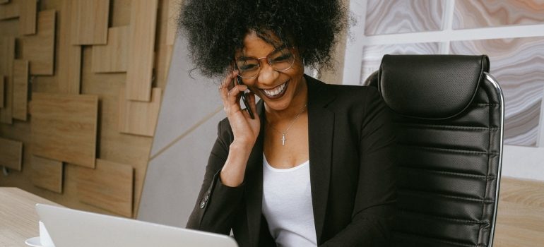 A woman making a phone call