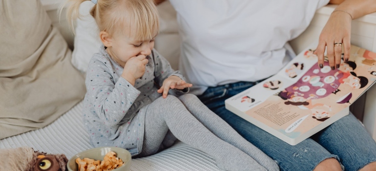 Girl eating snacks