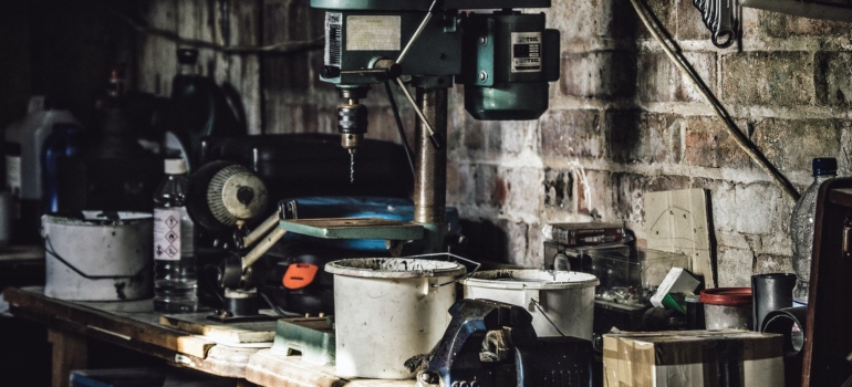 Items on a garage table 