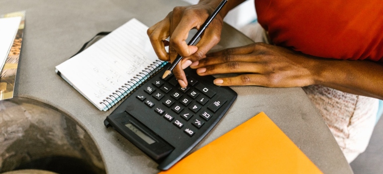 Woman doing calculations