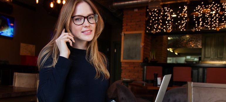 A woman making a phone call 