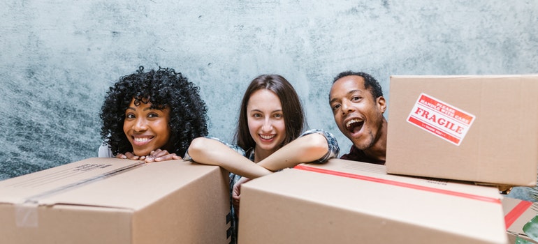 Happy people ready for the move.