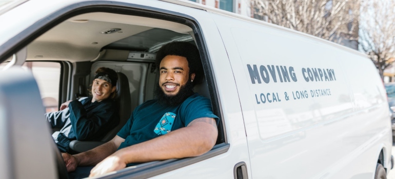 Movers in a moving truck