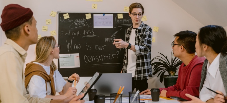 A team discussing marketing strategy