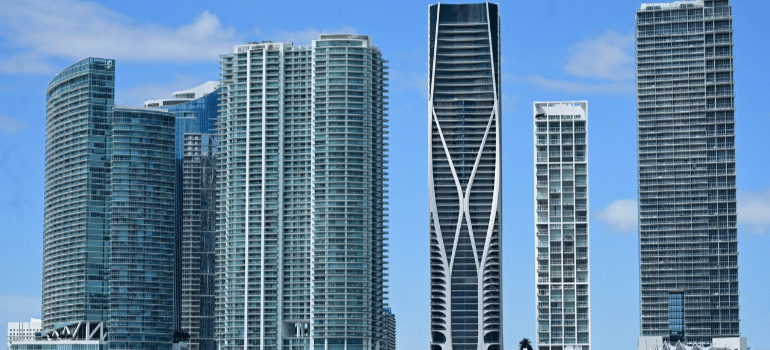 sky scrapers and a blue sky