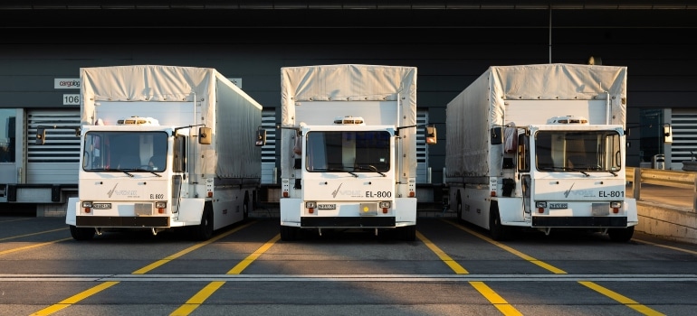 A row of trucks