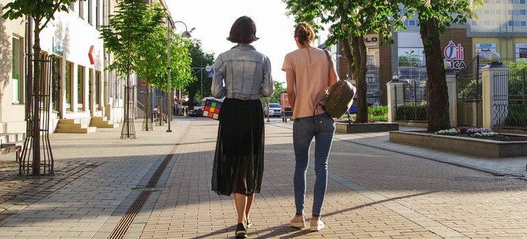 two persons walking