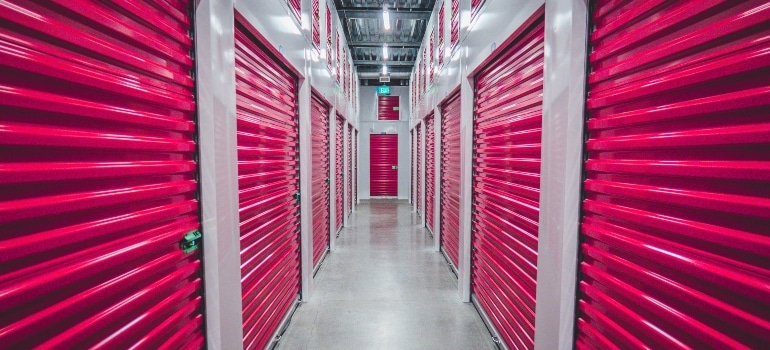 pink storage shut doors