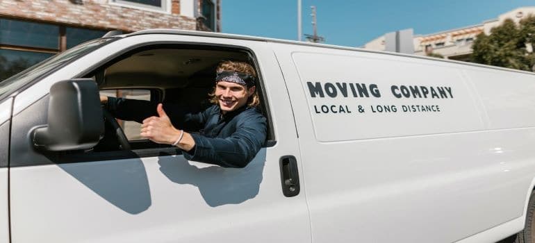 A man in a moving van