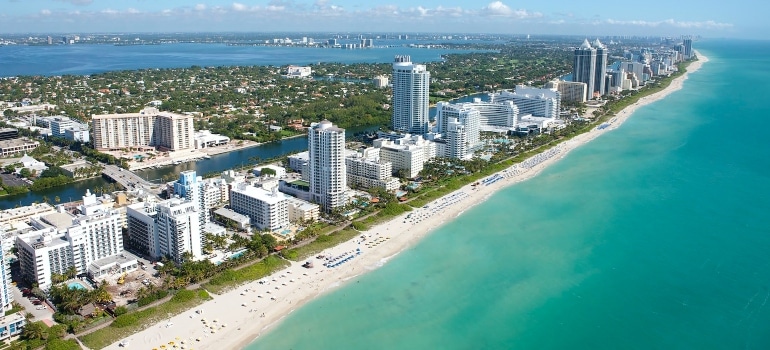 Miami beach birdview perspective