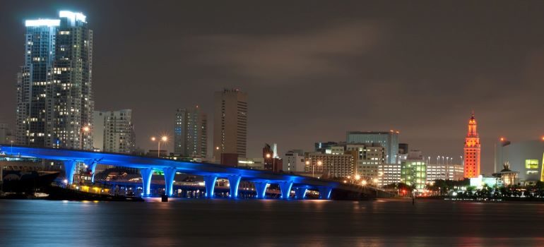 bridge in Miami at night