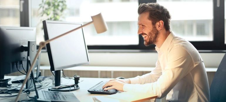 a person using a computer