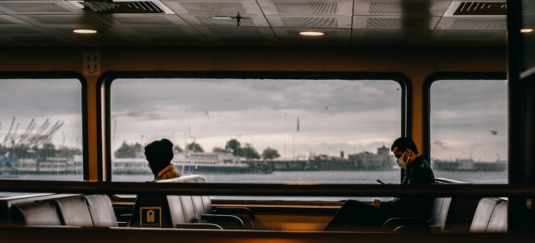 two men in train