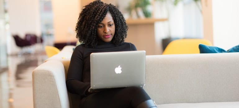 Woman using laptop