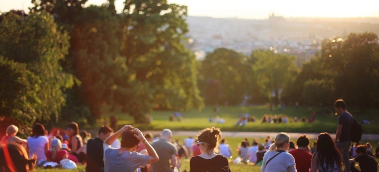 people sitting in the park