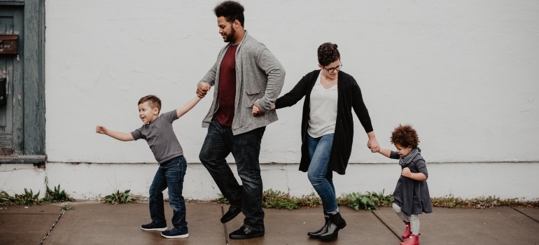 parents having fun after moving to Miami with toddlers