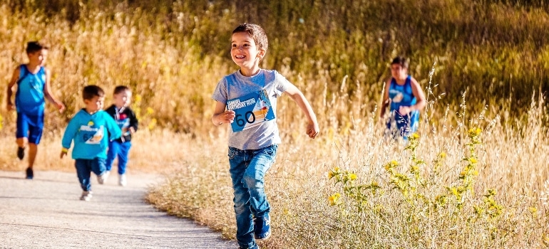 kids running in the field